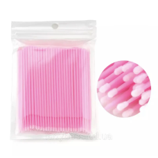 Одноразові мікробраші (мікроаплікатори) у пакеті для нарощування та ламінування вій, 100 шт./уп. Рожевий