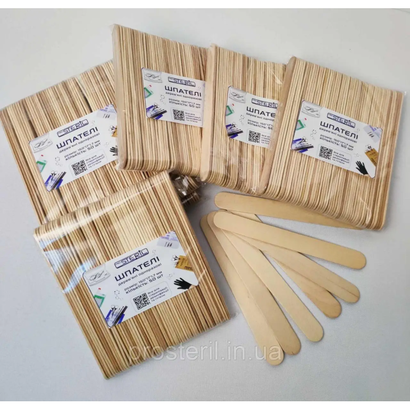 Шпателі дерев“яні в упаковці 1,7х15 см (50 шт/уп)