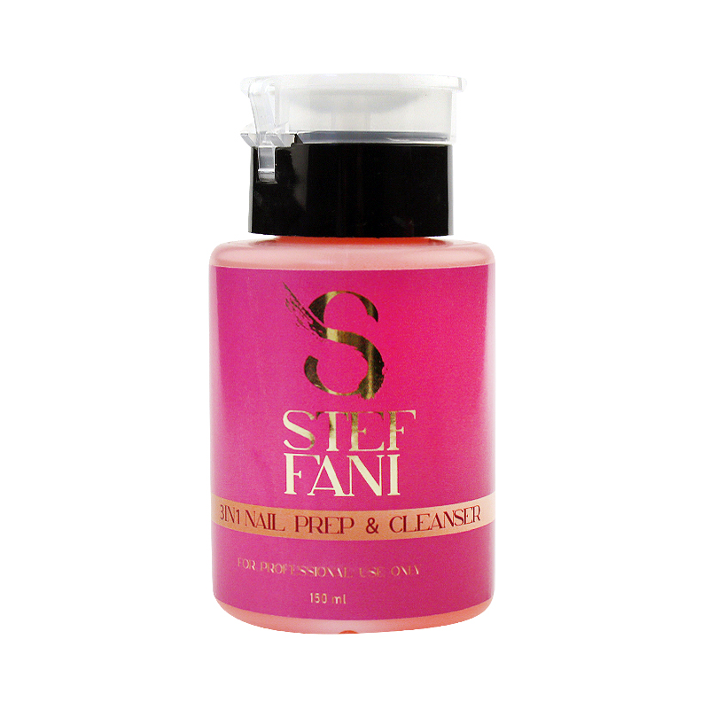 ПІДГОТОВЛЮВЛЮЧ знежирювач prep для НИГТЯ 3 В 1 STEFFANI PREP CLEANSER. 150 МЛ дозатор