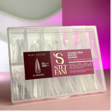 ВЕРХНІ ФОРМИ ДЛЯ НАРОЩУВАННЯ НІГТІВ STEFFANI NAIL PATCH ALMOND МИГДАЛЬ. З РОЗМІТКОЮ. ПРОЗОРІ. 120 ШТ.