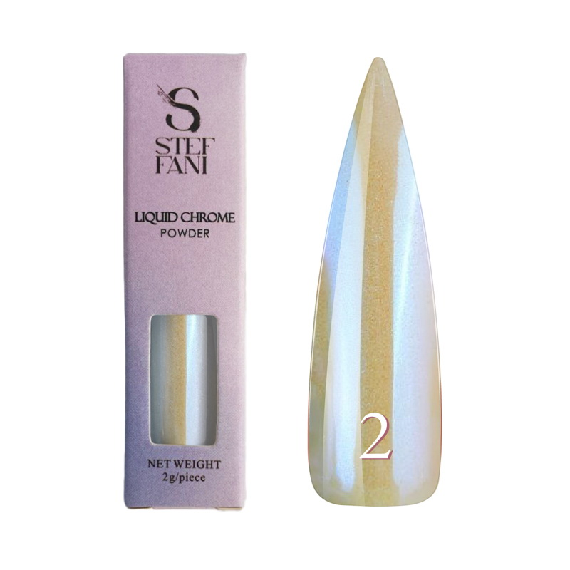 РІДКЕ ВТИРАННЯ ДЛЯ НІГТІВ STEFFANI LIQUID CHROME POWDER 02. БЛАКІТНІЙ. 2 Г