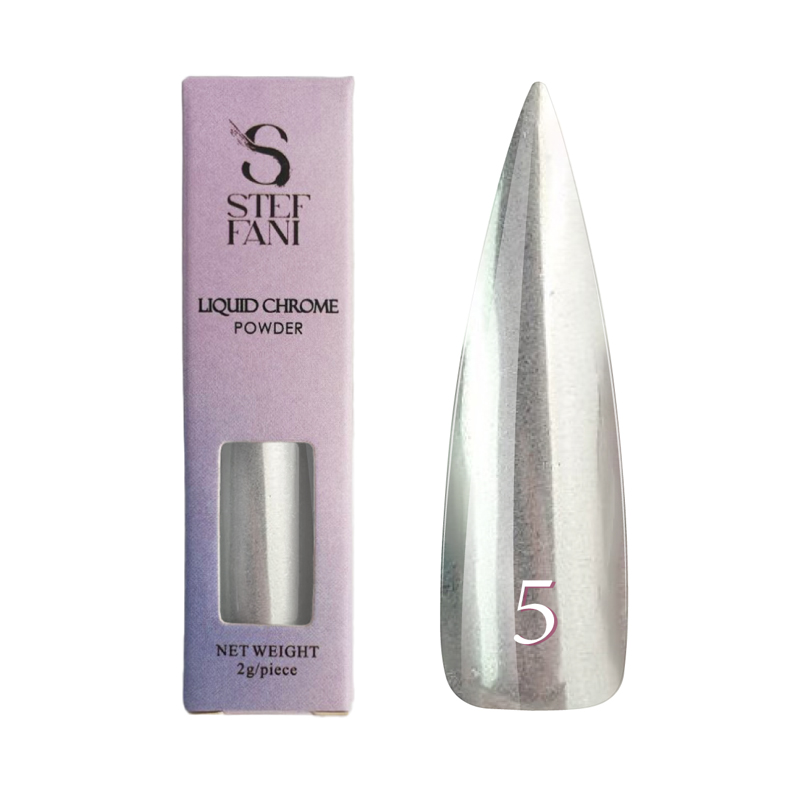 РІДКЕ ВТИРАННЯ ДЛЯ НІГТІВ STEFFANI LIQUID CHROME POWDER 05. СРІБЛО. 2 Г