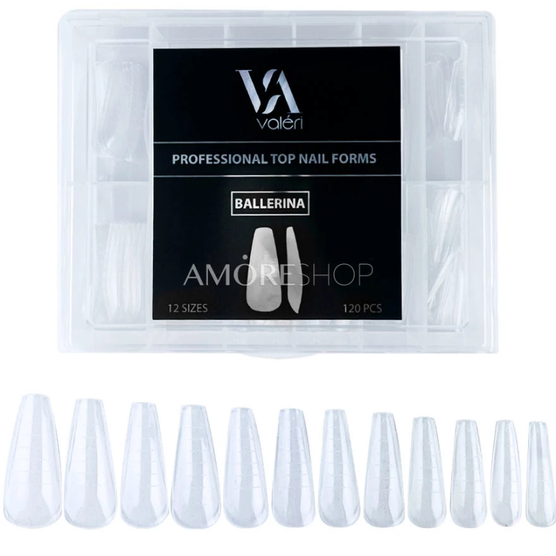 ВЕРХНІ ФОРМИ ДЛЯ НАРОЩУВАННЯ НІГТІВ VALERI TOP NAIL FORMS BALERINE, 120 ШТ