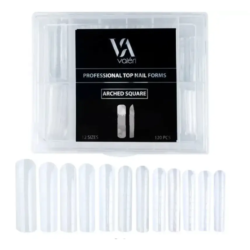 Верхні форми для нарощування Valeri Top Nail Forms Arched Square 120 шт original